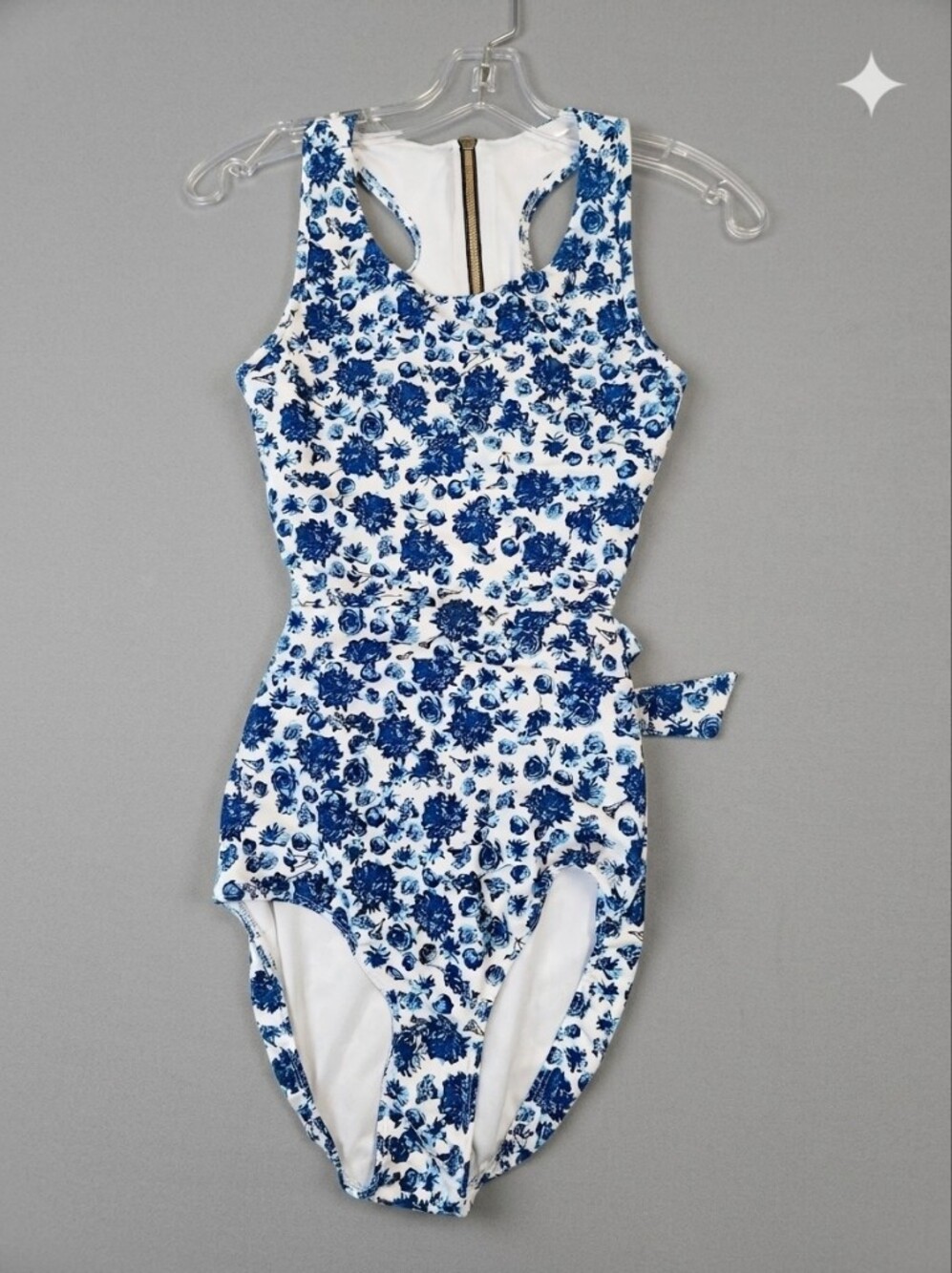 Albion Fit Blue Crush Floral One Piece Swimsuit Size Small